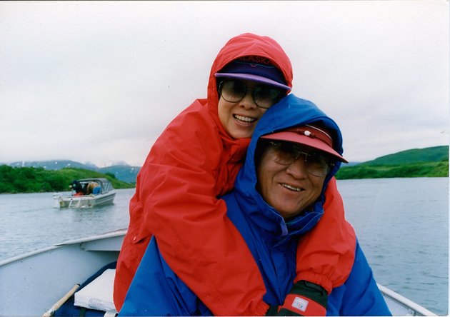 The Rev. Sun Myung Moon fishing with his wife Hak Ja Han Moon. Courtesy H.S.A.-U.W.C.